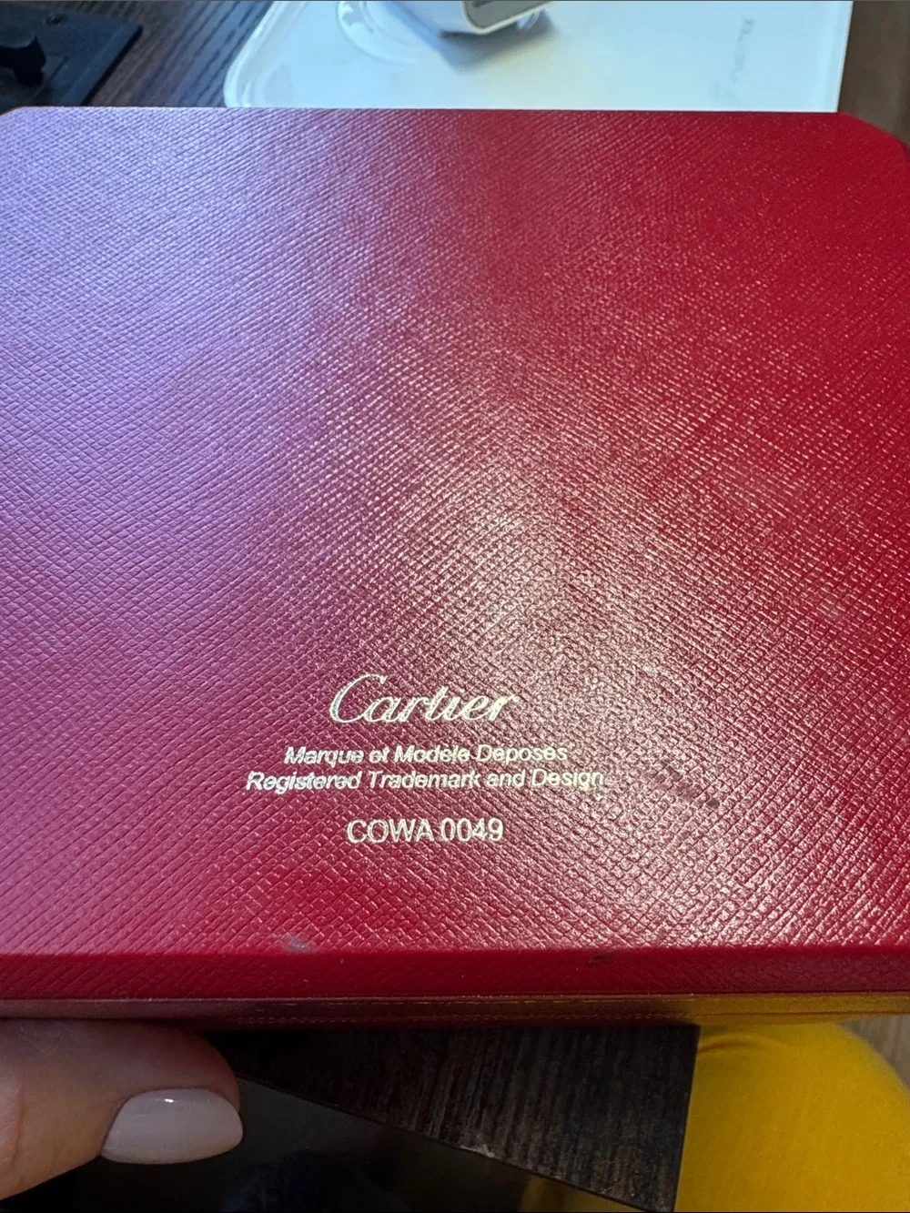 Cartier Red Decorative Jewelry Storage Box with Gold Trim with book